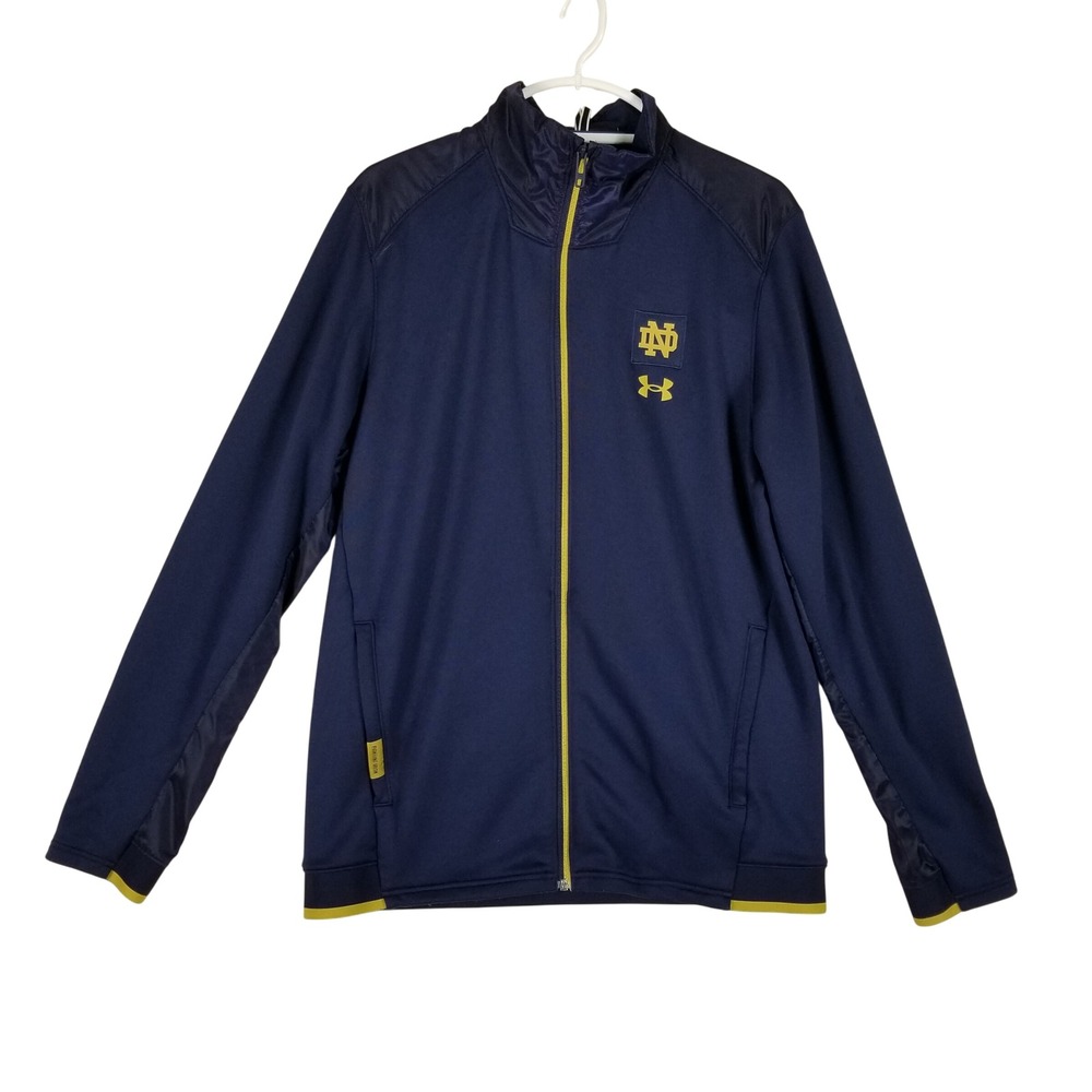 Under Armour Track Jacket Men Large Navy Notre Dame Fighting Irish Full Zip 326